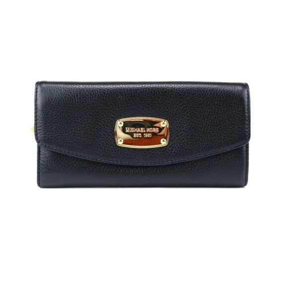 NWT Michael Kors Jet Set Leather Flap Envelope Black - Picture 1 of 7